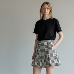 Max Studio NWOT ladies fit and flare skirt. Size M/L. Black brown burgundy